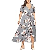 Sommerkleid Damen V-Ausschnitt Hohem Taillenbund Freizeitkleid Lässiges Damenkleid A-Linie Minikleid Lose Kleid Strandkleider Elegant Longshirt Schwingen Kleid Blusenk