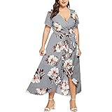 Sommerkleid Damen V-Ausschnitt Hohem Taillenbund Freizeitkleid Lässiges Damenkleid A-Linie Minikleid Lose Kleid Strandkleider Elegant Longshirt Schwingen Kleid Blusenk