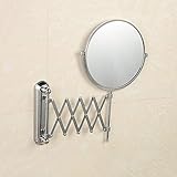 FFLJT Wand- Waschtisch Spiegel, Badezimmer Hotel Vanity mit justierbarem Ausziehbare Runde 7in / 9in 3-fache Vergrößerung Chrome Double Sided-Verfassungs-Spiegel (Size : 9 inches)