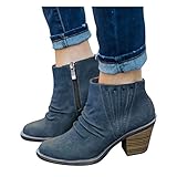 Stiefeletten Damen Thermostiefel ,Rrunsv Winterthermostiefel Winterstiefel, Unisex Damen Stiefeletten, Frauen Ankle Boots,Comfort-Mehrweite,Reiß