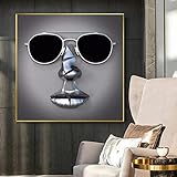 Leinwand Kunst Poster und Drucke Abstrakte Metallfaust Gesicht Gemälde Moderne Wandbild für Wohnzimmer Innendekoration-70X70cm Kein R