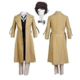 Sygjal Armed Detektei Osamu Dazai Cosplay Trenchcoat Anzughose Weste Literary Stray Dogs Cos (Color : Beige, Size : XL)