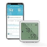 Wlan Thermometer Hygrometer Innen,Diivoo Wireless Thermo Hygrometer mit App Benachrichtigung und Datenspeicherexport,Kompatibel mit Alexa,Google Assistant (Nur 2,4 G WiFi)…