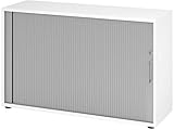 bümö® Aktenschrank mit Rollladen | Rollladenschrank für Aktenordner | Büroschrank für Akten | Profi Büromöbel | Rolladenschrank in 5 Farben & 2 Höhen (weiß/Silber, Höhe: 74 cm)