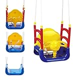 Izzy Babyschaukel 3-in-1 Babysitz umbaubar Rückenlehne Outdoor Anschnallgurt Abnehmbarer Bügel Schaukelsitz (3 in 1 Kinder Schaukel Kleinkind mitwachsend)