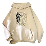 Tomwell A_ttacke On Titan Hoodie Herren Damen AOT Scouting Legion Aufklärungstrupp Anime Pullover 3D Pulli Männer A.N.T Ackermann Sweatshirt Langarm Shirt Casual Top B Dunkelgrau M
