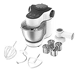 Krups KA3121 Master Perfect Küchenmaschine; 1.000 Watt; 7 Geschwindigkeiten + Pulse- Funktion; 4L Edelstahlschüssel; inklusive 2 Zubehör: Back- Set, Schnitzelwerk; w