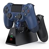 Vivefox PS4 Controller USB Ladegerät, PS4 Ladestation Dock PS4 Wireless Ladegerät Dual USB Dockingstation mit LED-Anzeige für Playstation 4/PS4/PS4 Slim/ PS4 Pro C