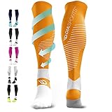 Diasports Laufsocken RUNSTARS I Deine Kompressionsstrümpfe Marathon & Triathlon I Hochwertige Kompressionssocken Damen und Herren (Orange, M)