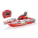 Dickie Toys – Feuerwehrboot – ferngesteuertes Boot für Kinder ab 6 Jahren, mit Wasserspritzfunktion und Fernbedienung, 3 km/h RC-Boot, Wasserspielzeug