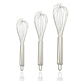 Philonext Kochgeschirr Küchen Schneebesen-Ballonschneebesen, Eier, Milch. Küchenutensil zum Mischen, Schlagen und rühren, Set vo 3-8Zoll + 10Zoll + 12Zoll (Edelstahl), Stainless S