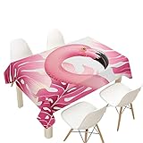 FANSU 3D Flamingo Tischdecke Wasserdicht Tischwäsche, Rechteckige Wasserabweisend Abwaschbar Tischtuch für Küche Garten Outdoor Esstisch Dekoration (Monstera,140x160cm)