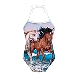 chaqlin Einteiliger Badeanzug für Kinder, Mädchen, Sommer, Strand, Urlaub, Mode, Bademode, Schnürung, für Alter 3–8 Jahre Gr. 5-6 Jahre,