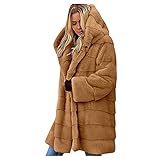 Übergröße Verdicken Warmen Fellmantel Ski Wintermantel Damen Elegant Kapuze Kunstfell Parka Lange Jacke Teddy Fleece Outwear Kunstpelz Mantel Große Größe Mode Pelzmantel Warm Faux Fur Winterjack