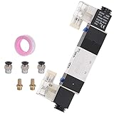 4V230-08C 5. Weg 3 Position 1/4'Pneumatisches Magnetventil DC12V DC24V AC110V AC220V W-Fittings-Anschluss 4 6 8 10 12mm YUAN CHUANG (Farbe : 4V230-08C w PC6, Specification : DC 12V)