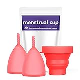 2 Stück (2 Menstruationstassen + 1 Chean-Tasse) – bequeme wiederverwendbare Perioden-Tampon und Pad-Alternative – normale und schwere Menstruationstasse mit Aufbewahrungstasche, Gelb