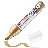 edding 5000 Acrylmarker breit - gold - 1 Acrylstift wasserfest - breite Keilspitze 5-10 mm - Acryl Farben zum Malen auf Leinwand, Malpapier und Holz - Acrylstifte für S