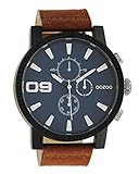 Oozoo Herrenuhr mit Lederband 50 MM Black/Dunkelblau/Braun C10672