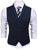 COOFANDY Herren Anzugswesten Western Weste Businessweste Casual Westen Hochzeit Smoking Vest 18-Navy blau M