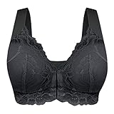 KonJin Frauen-BH mit verstellbarem Sport-Frontverschluss Extra-elastischer, atmungsaktiver BH mit Spitzenbesatz Ohne Bügel Sport BH Starker Halt Push-Up BH Große Größen für Laufen Joggen Yoga F