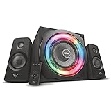 Trust Gaming GXT 629 Tytan 2.1 PC Lautsprecher mit Subwoofer, 120 W, 3,5 mm AUX Klinke, PC Boxen mit RGB LED Beleuchtung, Gaming Lautsprecher für PC, Laptop, Computer, Tablet, Smartphone - Schw