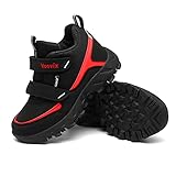Voovix Kinder Wanderschuhe Jungen Trekkingschuhe Mädchen Atmungsaktiv Sneaker für Outdoor Black red33