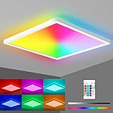 Oraymin RGB LED Deckenlampe Farbwechsel, 15W 1800LM LED Deckenleuchte Dimmbar, φ29cm, IP44 4000K und Hintergrundbeleuchtung Lampe für Wohnzimmer Kinderzimmer Schlafzimmer Büro Kü