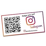 Social Media Aufkleber mit QR Code Link für Firmen Unternehmen Marken Sticker personalisiert für Auto Bus Schaufenster Theke Marketing Werbung (05 Instagram, Eckig)