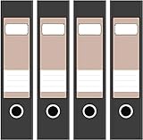 Ordneretiketten | 4 Aufkleber für breite Akten-Ordner | Farbe Hell-Braun | selbstklebende Design Akten-Etiketten | Deko Sticker für Rückenschilder Ordnerrücken | zum Beschreib