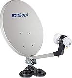 BERGER Mobile Sat-Anlage Komplettset Single-LNB Campingkoffer Satellitenanlage 35 cm Spieg