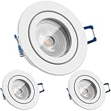 3er IP44 LED Einbaustrahler Set Weiß mit LED GU10 Markenstrahler von LEDANDO - 7W - warmweiss - 30° Abstrahlwinkel - Feuchtraum/Badezimmer - 50W Ersatz - A+ - LED Spot 7 Watt - Einb