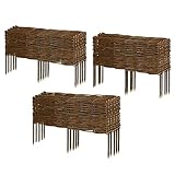 Sekey Beeteinfassung Weide, 10 PCS, 50 x 20 cm (L x H), Weidenzaun Steckzaun, Einfassung Flexibler für Beete Rund, Rabatten und R