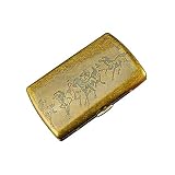 LHQ-HQ Zigaretten-Etui, Kupfer 12er Pack Zigarettenschachtel, Metall, Stahl Clip Zigarettenschachtel, acht Pferde Hohe Qualität (Farbe: Gold)