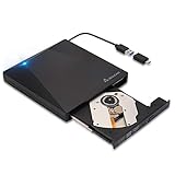 SALCAR Externes CD/DVD Laufwerk USB 3.0 mit Type-C Tragabar Brenner Player Plug&Play, Dreidimensionale Oberfläche, Kompatibel mit Win10 /8/7/10/XP and Linux, Laptop, Desktop, Mac/MacBook Air/Pro/iM