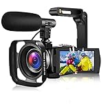 Videokamera Camcorder Full HD 2.7K 30FPS 24 MP Camcorder HD IR Nachtsicht 3,0 Zoll IPS-Bildschirm 16X Zoom Videokamera HD mit Fernbedienung，externem Mikrofon und Gegenlichtb