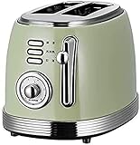 Toaster Automatische Retro-Toaster-Brotmaschine Multifunktionales Frühstück 38mm Grillsandwich Clip-Anpassung 2 Scheiben (Color : Green, Size : One Size)