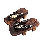 G-LIKE Japanische Clogs Sandalen Holzschuhe - Traditionelle Japanische Stile Heian Periode Geta Pantoffel Sommerschuhe Cosplay Samurai rutschfest Flip-Flops für Frauen Männer - Holz (42-43, Schwarz)