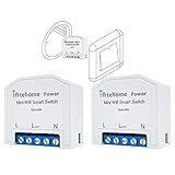 INTEHOME POWER Smart Home 16A Wlan Schalter, Stromzähler WiFi Lichtschalter, Kompatibel mit Alexa Google Home (2er Pack, APP Smart Life)