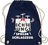 Shirtracer Statement Sprüche Kinder - Echte Jungs spielen Schlagzeug - Unisize - Navy Blau - kinder schlagzeug - WM110 - Turnbeutel und Stoffbeutel aus Baumw