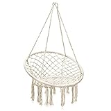 Zwirelz Hängesessel zum Aufhängen, Hängestuhl für Erwachsene & Kinder, Hängeschaukel, Terrasse, Balkon, Garten, Wohnzimmer, 150 kg Innen und Außen Hängekorb Beig