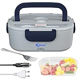Benooa Elektrische Lunchbox 12V/220V für Haus und Auto, 1,5L Tragbarer Erhitzen der Lunchbox mit Gabel, Löffel und Entnehmbare D