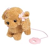 RuiDaXiang Elektronische Haustiere Hund ,Kids Walking und Bellen Plüschhund Toy Pet mit Ferngesteuerter Leine (Braun-Nila)