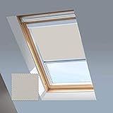 Dachfenster Jalousie für Velux Dachfenster – Verdunkelungsrollo – Stein – Silberfarbener Aluminiumrahmen (P10)