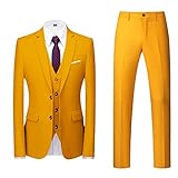 MILAX 3-Teiliges Herren Slim Fit Anzugset Business Hochzeitsanzug mit 2 Knöpfen Klassischer Anzugjacke Anzugweste und Anzughose Business Uniform für H