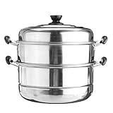 Zay Luay Home 3 Tier Edelstahl Topf Dampfmaschine Dampfkochkocher Kochgeschirr Heißer Topf Küche Kochen Werkzeuge (Color : 28cm)