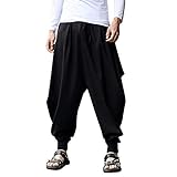 Celucke Herren Haremshose Mode,Männer Aladinhose Pluderhose Yoga Goa Hosen Sarouel Baggy F
