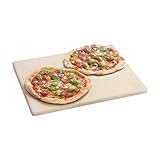 BURNHARD Pizzastein für Gasgrill & Holzkohlegrill aus Cordierit für Brot, Flammkuchen & Pizza, rechteckig - 45 x 35 x 1.5