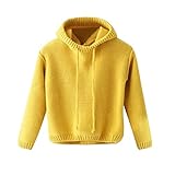MRULIC Kleinkind Baby Sweatshirts Strickpullover Mit Kapuze Langarm Einfarbig Pullover Warme Langarmshirts Herbst Winter MäDchen Jungen Kleidung(Gelb,100)