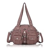 Angel Kiss Damen Handtasche tasche damen Umhängetasche 2 hauptfächer Multifunktionale Rucksack Weiches PU Leder mit Reißver Schlusstaschen Elegante Damenumhängetasche für Büro Schule Einkauf R