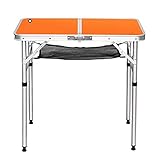 WYDMBH Klappbarer Campingtisch Camping Faltende Camping Tabelle Einstellbare Aluminiumlegierung Leichter Schreibtisch Tragbarer Outdoor-Klappstuhl (Color : Orange)